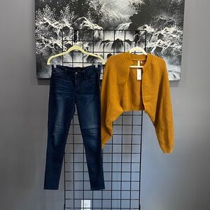 Joes jeans denim skinnies with bolero sweater